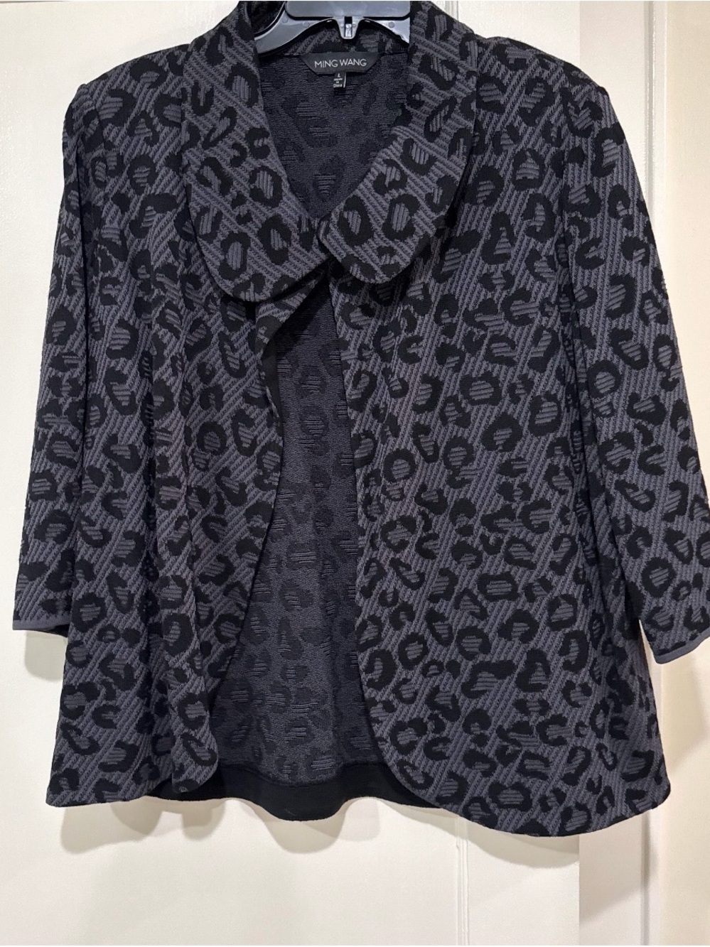 Ming Wang Black & Charcoal Patterned Open-Front Blazer